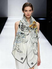 CHANEL 25S SCARF 135 CM IN CASHMERE SILK 943698