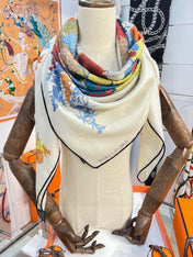 HERMES 26S SCARF 140 IN CASHMERE AND SILK 303340