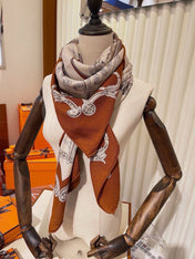 HERMES 26S SCARF 140 IN CASHMERE AND SILK 303354