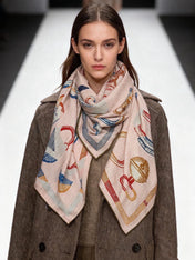 HERMES 26S SCARF 140 IN CASHMERE AND SILK 303158