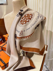 HERMES 26S SCARF 140 IN CASHMERE AND SILK 304240