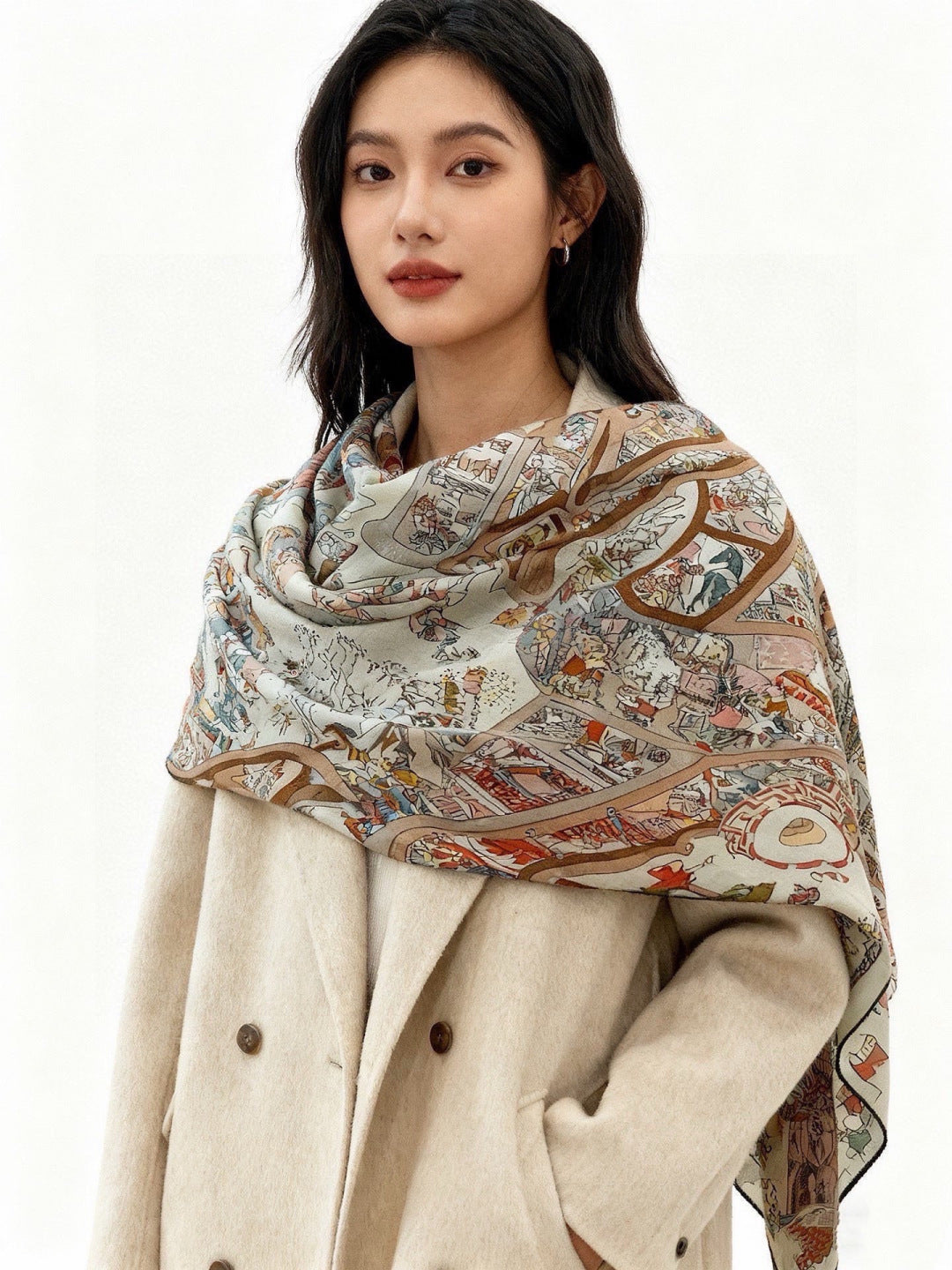 HERMES 26S SCARF 135 IN CASHMERE AND SILK 304248