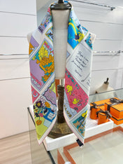 HERMES 26S PRINTED SQUARE SCARF 88 IN SILK 309945