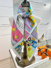HERMES 26S PRINTED SQUARE SCARF 88 IN SILK 309945