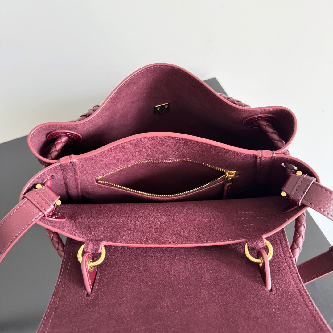 BOTTEGA VENETA 25S MEDIUM CIAO CIAO BAG 26 IN BURGUNDY CALFSKIN