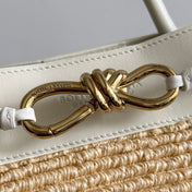 BOTTEGA VENETA 25S SMALL ANDIAMO 25 IN IVORY CALFSKIN AND RAFFIA