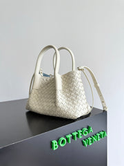 BOTTEGA VENETA 25S SMALL PINACOTECA REVERSIBLE BAG 24 IN IVORY CALFSKIN