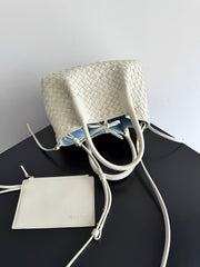 BOTTEGA VENETA 25S SMALL PINACOTECA REVERSIBLE BAG 24 IN IVORY CALFSKIN