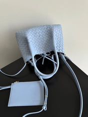 BOTTEGA VENETA 25S SMALL PINACOTECA REVERSIBLE BAG 24 IN LIGHT BLUE CALFSKIN