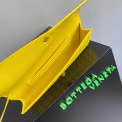 BOTTEGA VENETA 25S LONG CLUTCH ANDIAMO 31 IN LEMON YELLOW CALFSKIN