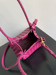 BOTTEGA VENETA 25S SMALL PARACHUTE 21 IN RASPBERRY PINK CALFSKIN GOLD HARDWARE