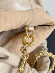 BOTTEGA VENETA 25S DUSTBAG NOTTE 33 IN WARM BEIGE CALFSKIN GOLD HARDWARE