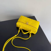 BOTTEGA VENETA 25S BANG BANG 22 IN LEMON YELLOW INTRECCIATO CALFSKIN GOLD HARDWARE