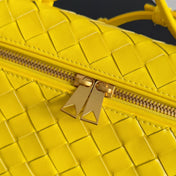 BOTTEGA VENETA 25S BANG BANG 22 IN LEMON YELLOW INTRECCIATO CALFSKIN GOLD HARDWARE