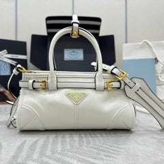 PRADA 25S BONNIE MINI HANDBAG 23 IN WHITE CALFSKIN GOLD HARDWRE