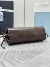 PRADA 25S BONNIE MINI HANDBAG 23 IN DARK BROWN CALFSKIN GOLD HARDWARE