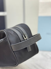 PRADA 25S CLUTCH BAG 22 IN BLACK NYLON SILVER HARDWRE