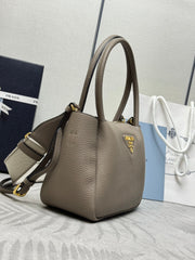 PRADA 25S SMALL BAG 23 IN TAUPE CALFSKIN GOLD HARDWARE