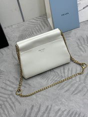 PRADA 25S ENCHAINE MINI BAG 22 IN WHITE CALFSKIN GOLD HARDWRE