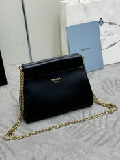 PRADA 25S ENCHAINE MINI BAG 22 IN BLACK CALFSKIN GOLD HARDWARE