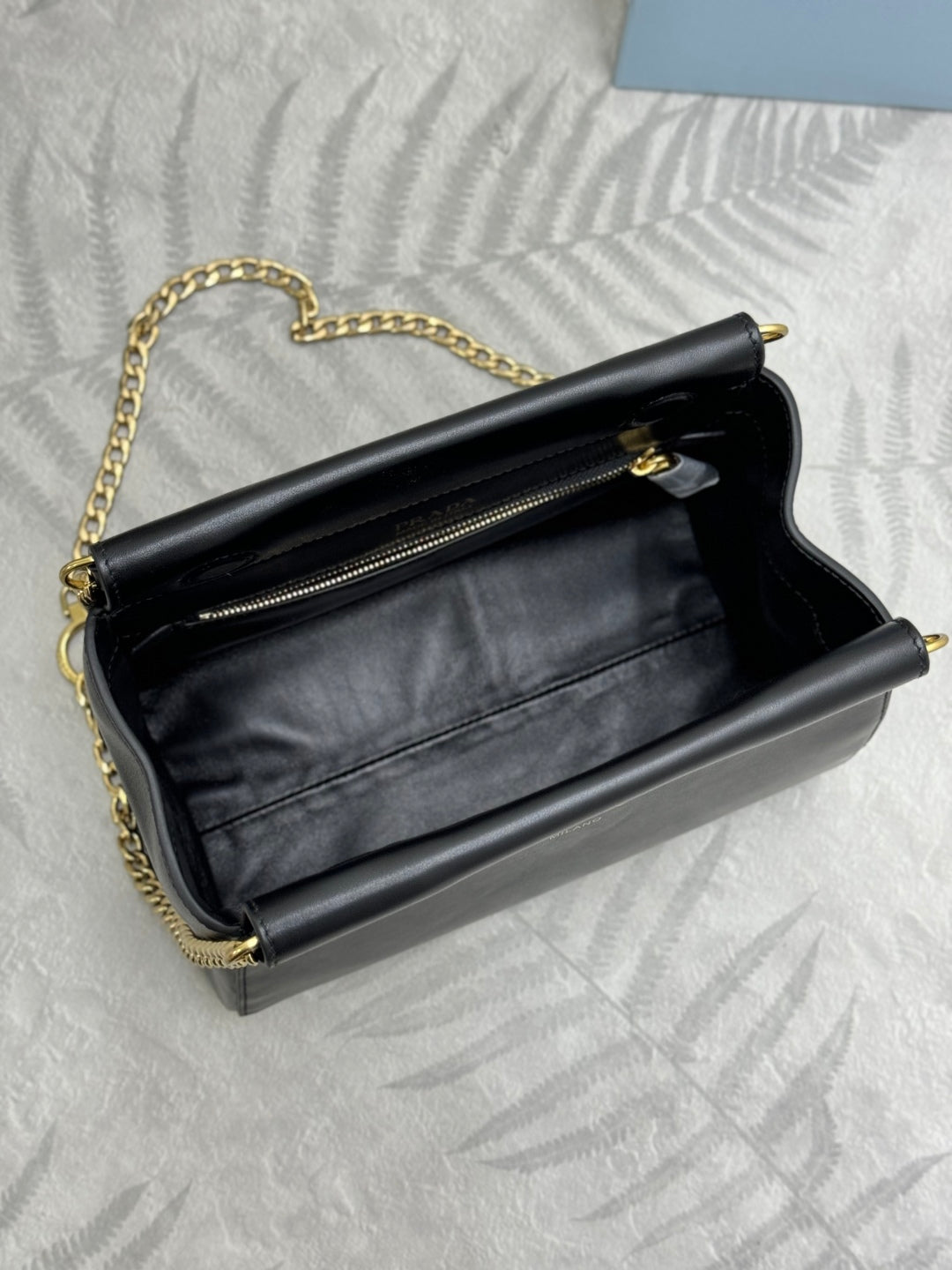 PRADA 25S ENCHAINE MINI BAG 22 IN BLACK CALFSKIN GOLD HARDWRE