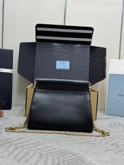 PRADA 25S ENCHAINE MINI BAG 22 IN BLACK CALFSKIN GOLD HARDWARE