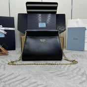 PRADA 25S ENCHAINE MINI BAG 22 IN BLACK CALFSKIN GOLD HARDWARE