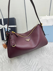 PRADA 25S AIMEE MEDIUM SHOULDER BAG 39 IN BURGUNDY CALFSKIN