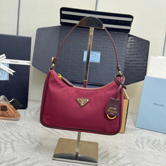 PRADA 25S RE-EDITION 2005 MINI BAG 22 IN BURGUNDY RE-NYLON AND SAFFIANO