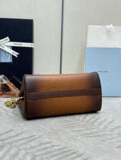 PRADA 25S ENCHAINE MINI BAG 22 IN COGNAC CALFSKIN GOLD HARDWARE