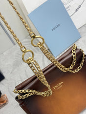 PRADA 25S ENCHAINE MINI BAG 22 IN COGNAC CALFSKIN GOLD HARDWRE