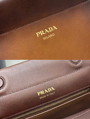 PRADA 25S ENCHAINE MINI BAG 22 IN COGNAC CALFSKIN GOLD HARDWARE