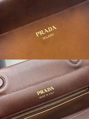 PRADA 25S ENCHAINE MINI BAG 22 IN COGNAC CALFSKIN GOLD HARDWRE
