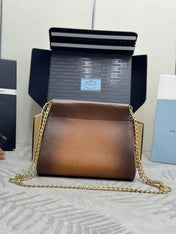 PRADA 25S ENCHAINE MINI BAG 22 IN COGNAC CALFSKIN GOLD HARDWRE