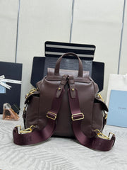 PRADA 25S EXPLORE MEDIUM BACKPACK 29 IN SIENNA CALFSKIN GOLD HARDWRE
