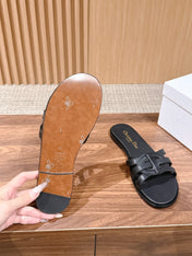 DIOR 26S SLIDE SANDALS IN BLACK CLUB WOVEN CALFSKIN
