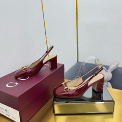 GG HIGH HEELS 65 IN RED GLOSSY LEATHER WITH GOLD HARDWARE