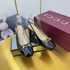 GG HIGH HEELS 65 IN BLACK GLOSSY LEATHER WITH GOLD HARDWARE