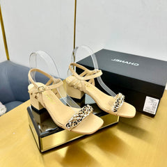 CC HIGH SANDAL 25S IN BEIGE CALFSKIN