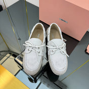 BOAT SHOES IN OFF WHITE CALFSKIN AND CANVAS
