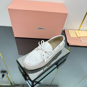 BOAT SHOES IN OFF WHITE CALFSKIN AND CANVAS