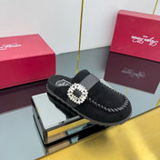 SLIDY VIV' MULES IN BLACK SUEDE