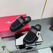 SLIDY VIV' MULES IN BLACK SUEDE