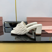 MATELASSÉ SLIDES PUMP IN OFF WHITE CALFSKIN