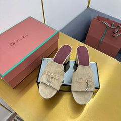 LP BLOCK HEEL SANDALS 25S IN BEIGE SUEDE