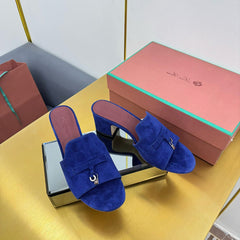 LP BLOCK HEEL SANDALS 25S IN NAVY BLUE SUEDE