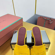 LP BLOCK HEEL SANDALS 25S IN DARK YELLOW SUEDE