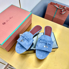 LP SANDALS 25S IN BLUE SUEDE WITH SILVER HARDWARE