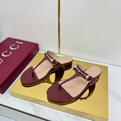 THONG SANDALS IN RED LAMBSKIN PRINTED LOGO WITH GOLD HARDWARE