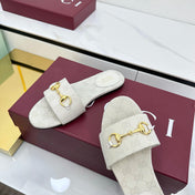 GG SLIDES IN IVORY WITH GOLD HARDWARE